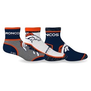 Denver Broncos Socks Quarter Length 3 Pack